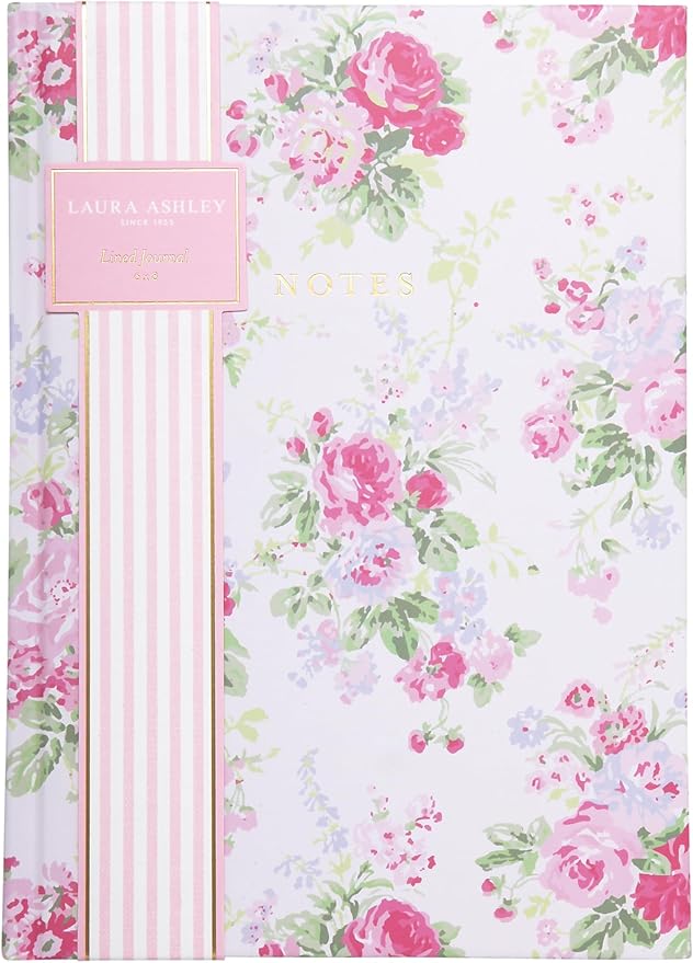 Laura Ashley Premium Hardcover Writing Journal | 256 Lined Pages | Elegant Floral Design | Perfect for Diaries, Notes, and Gift Giving (Hot Pink - A5-6-x-8 Inches)