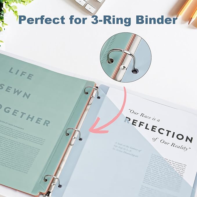 6 Tabs Binder Dividers with Pockets, Binder Dividers with Tabs for 3 Ring Binder Letter Size, Durable Plastic Binder Organizer, Vintage, 1 Set