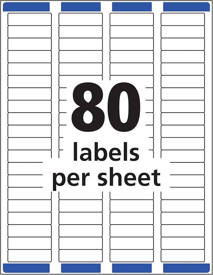 Avery Printable Return Address Labels with Sure Feed, 0.5" x 1.75", White, 2,000 Blank Mailing Labels (08167)