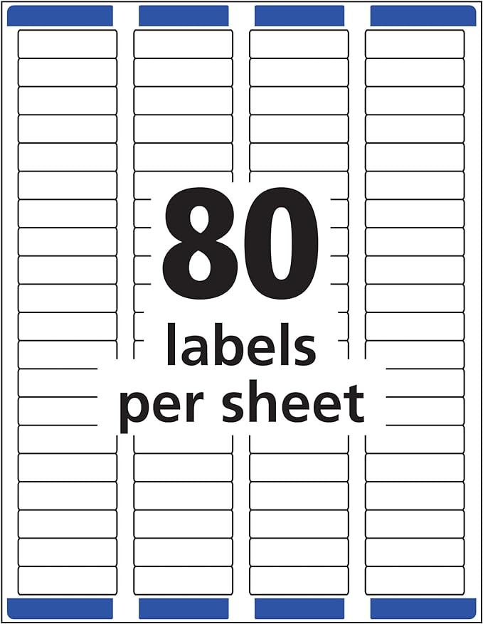 Avery Printable Return Address Labels with Sure Feed, 0.5" x 1.75", White, 800 Blank Mailing Labels (18167)