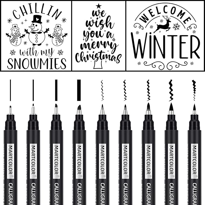 Calligraphy Pens, 9 Size Calligraphy Pens for Writing, Brush Pen Calligraphy Set for Beginners, Calligraphy Brush Pens, Hand Lettering Pen for Art Drawing, Sketching, Scrapbooking