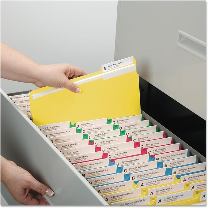 Smead Standard File Folders, 500 Count, Value Filing Products, Assorted Colors, Blue, Green, Red, and Yellow, 1/3-Cut Tabs, Letter Size (21126)