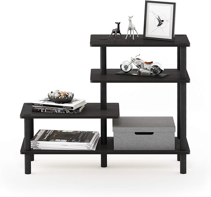 Furinno Turn-N-Tube 3-Tier Side Display Rack, Espresso/Black