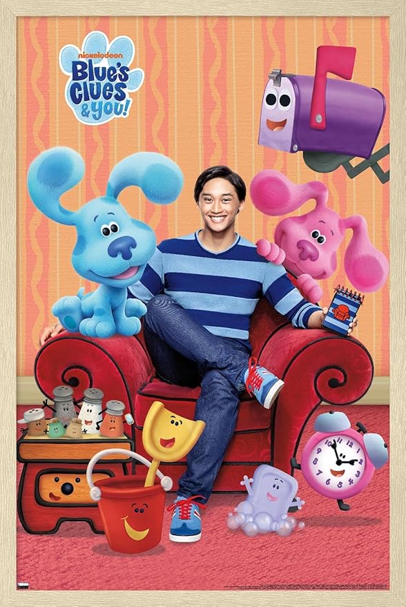 Nickelodeon Blue's Clues - Group Wall Poster, 34L" x 22.4W", Blonde Framed Version