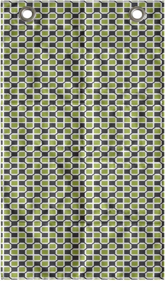 Ambesonne Abstract Hanging Pocket Organizer, Pattern of Symmetric Mini Rectangles Connected with Streaks, Printed Polyester Storage Bag with Pockets, 21" x 31", Lime Green Taupe Grey