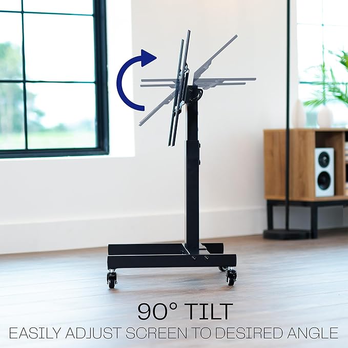 VIVO Low Height TV Cart for 32 to 75 inch Screens, Height Adjustable with Tilt, Holds up to 110 lbs, Max VESA 600x400, Black, STAND-TV02L