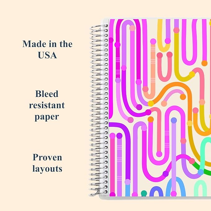 Erin Condren 8.5” x 11” Lined Spiral Notebook, College-Ruled Layout with 80 Lb. Paper, Journey Cover, 160 Lined Notebook Pages, Platinum Coil, Stickers Included