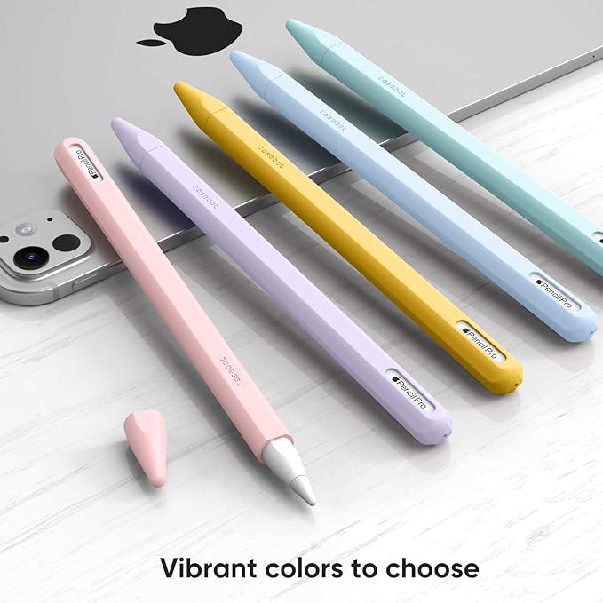 Fintie Silicone Sleeve for Apple Pencil Pro & Apple Pencil 2nd Generation, Light Pen Skin Case Cover Soft Protective Grip Holder with 2 Nib Covers Accessories, Pink
