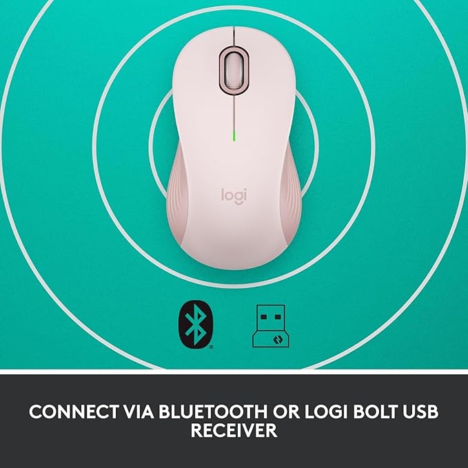 Logitech Signature M550 Wireless Mouse - for Small to Medium Sized Hands, 2-Year Battery, Silent Clicks, Bluetooth, Multi-Device Compatibility - Rose (Renewed)