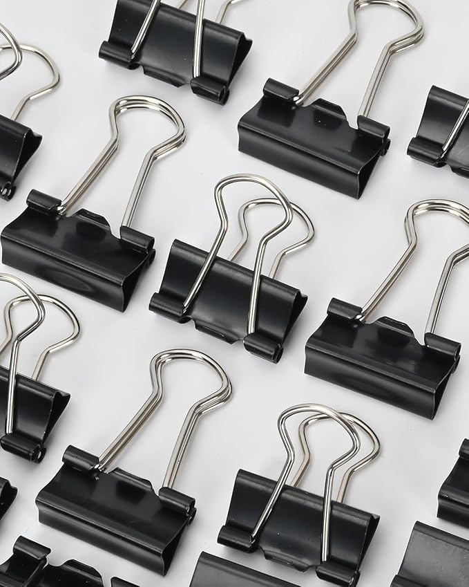 CUARUSUIKA Binder Clips Set,40Pack, 1 in Small Clip, Paper Clips for Office, Home, School, Crafts, Business(Black)