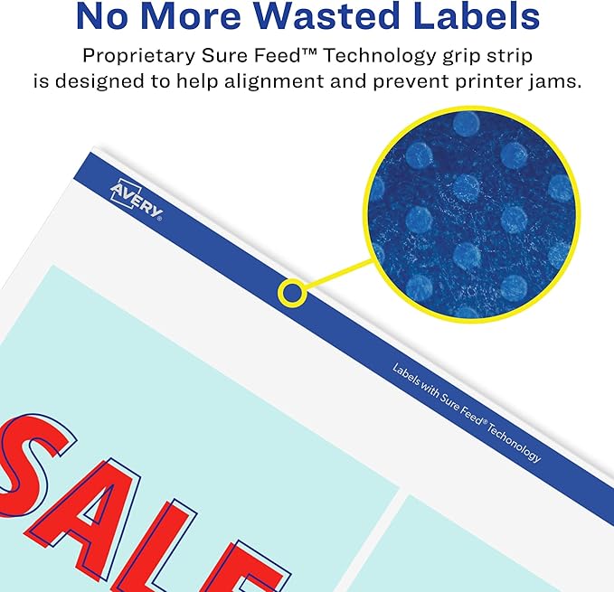 Avery Glossy White Square Labels, Sure Feed Technology, 4" x 4", 100 Glossy White Labels, Permanent Adhesive, Laser/Inkjet Printable