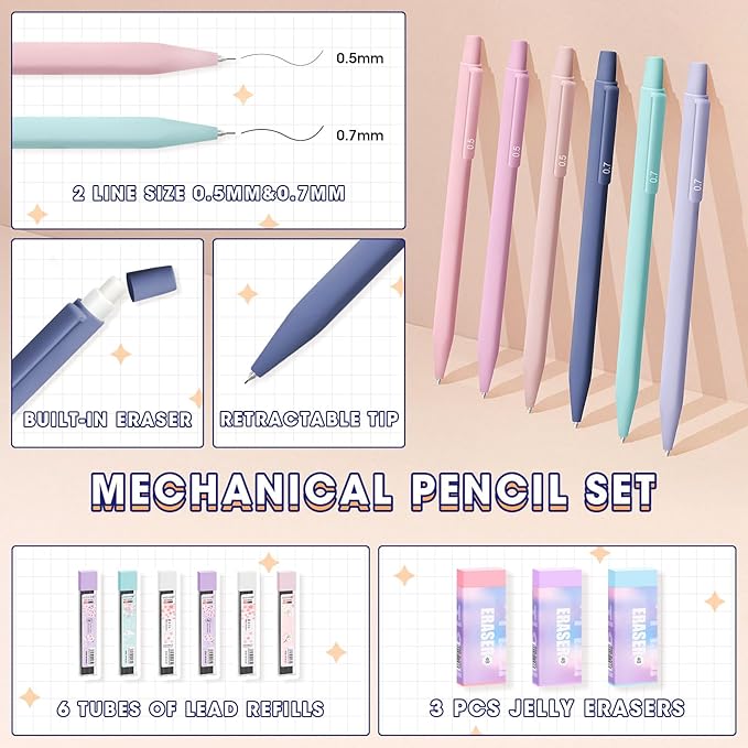110 PCS Aesthetic School Supplies with Pen Case,12 Pastel Highlighters,5 Black Ink Gel Pens, 6 Mechanical Pencils 0.5 & 0.7mm and So on for Students Stationary College Essentials (Green)