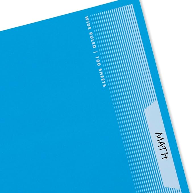 Mead Spiral Notebooks, 1 Subject, Wide Ruled Paper, 8" x 10-1/2", 100 Sheets, Assorted Colors, 5 Pack (930093)