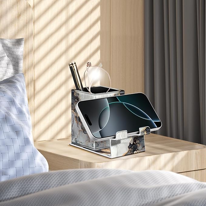 FINTIE Pencil Holder With Phone Stand, Eyeglasses Holder, Desktop Organizer Nightstand Accessories Office Supplies Case
