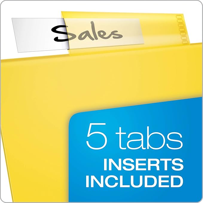 Oxford Plastic 2 Pocket Binder Dividers, 5 Tab 1/5 Cut, Multicolor Large Tab Set, Insertable Dividers with Paper Inserts, Letter Size, 3 Sets (89602) (Pack of 8)
