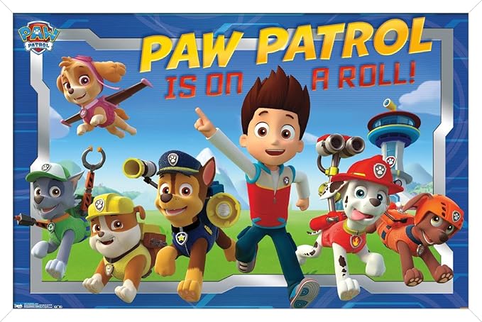 Nickelodeon Paw Patrol - Crew Wall Poster, 22.4L" x 14.7W", White Framed Version