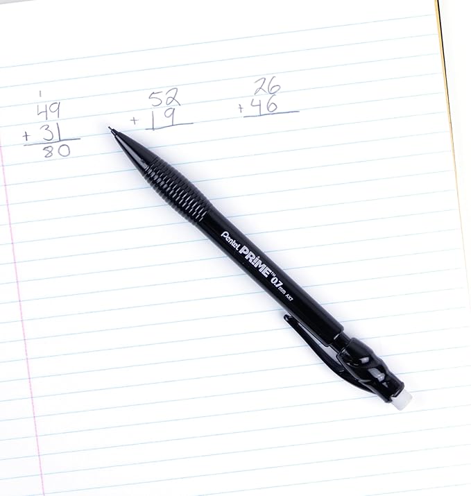 Pentel Prime Mechanical Pencil 0.7mm, Black Barrel, Box of 12 (AX7A)