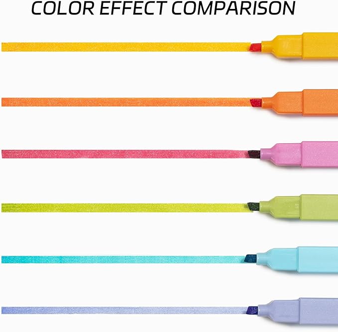 M&G HI-CUBE Glitter Highlighters, 6 Pack Vibrant Colors with Glitter Ink, No Bleed Soft Chisel Tip for Bible Study, Cute Aesthetic Highlighters for Journaling, Planners & Notes