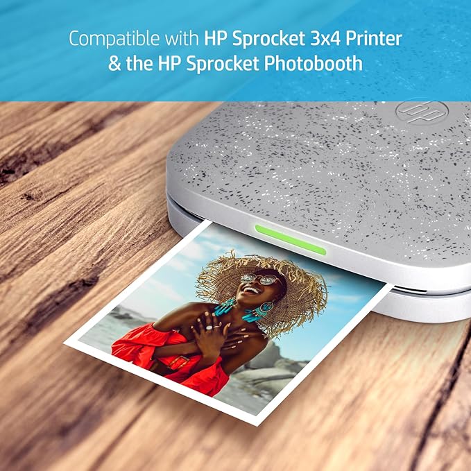 HP Sprocket 3.5 x 4.25” Zink Sticky-backed Photo Paper (20 Pack) Compatible with HP Sprocket 3x4 Photo Printer
