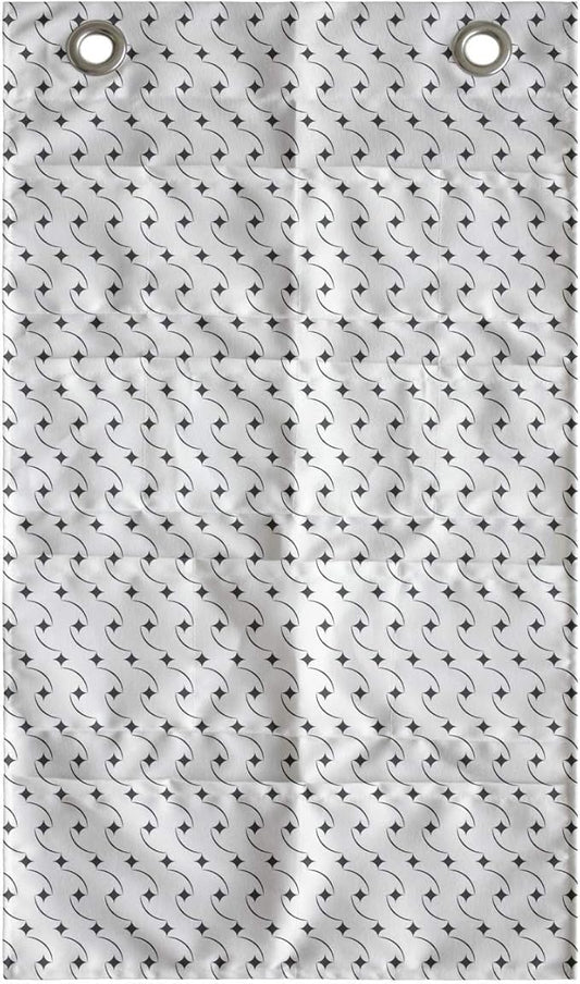 Ambesonne Abstract Hanging Pocket Organizer, Regular Basic Arcs Repetitive Curves and Mini Items Ornate Classic Design, Printed Polyester Storage Bag with Pockets, 21" x 31", Dark Grey and White