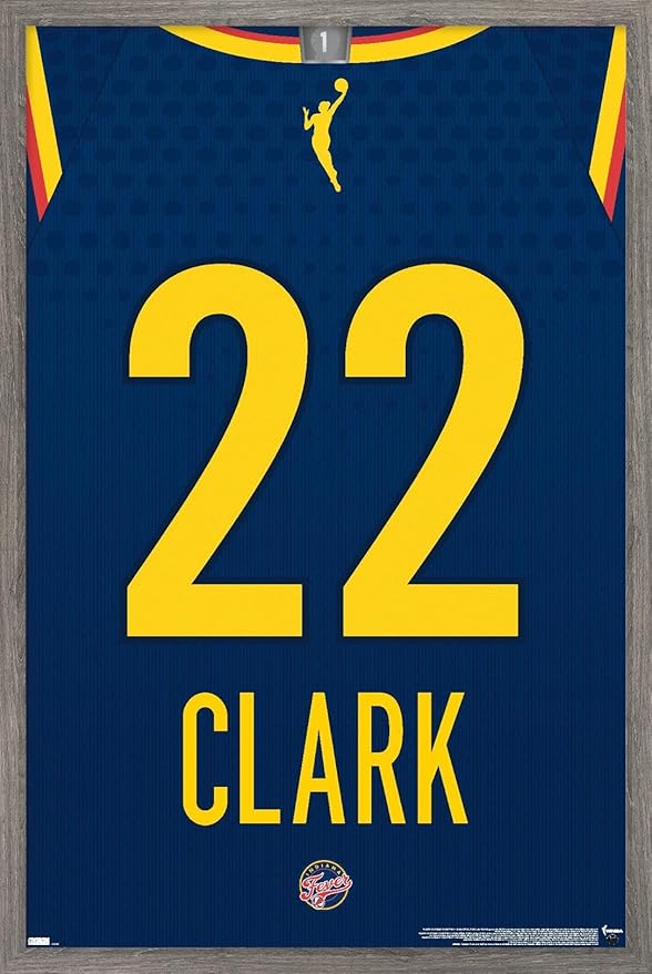 WNBA Indiana Fever - Caitlin Clark Jersey Wall Poster, 22.4L" x 14.7W", Barnwood Framed Version