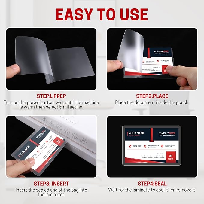 CAREGY 500 Count Thermal Laminating Pouches,5Mil,Hold 2 x 3.5 inch Business Card Laminate Pouches for Laminator, Clear Lamination Paper Protection 2.3 x 3.7 inch, Round Corner, Home & Office