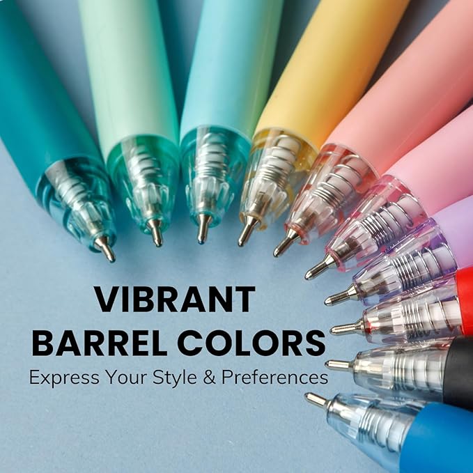 10-Count Black Ink Retractable Ballpoint Pens, Includes Xmas Greeting Card&Sticker, Medium Point 1.0mm, Pastel Color Barrels|Christmas Gifts for Coworkers, Teachers, Friends