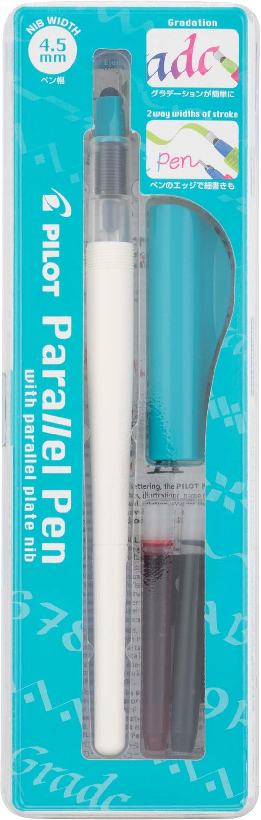 Pilot Parallel Pen Premium Caligraphy Pen Set, 4.5mm Nib, White Barrel with Teal Accents (14682)