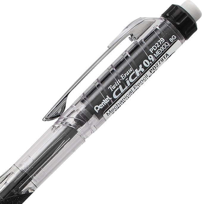 Pentel Twist-Erase Click Mechanical Pencil, (0.9mm), Pack of 6 Pencils with 2 Pack of Lead Refills (PD279TLBP6M)