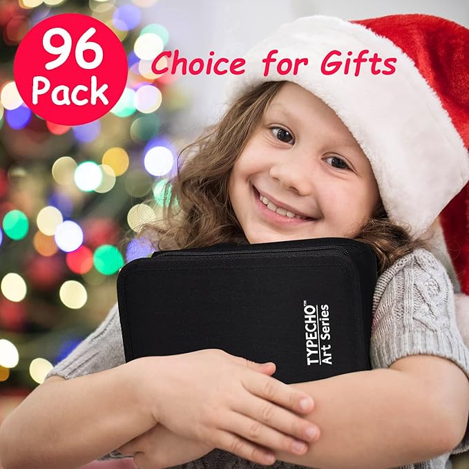96 Color Artist Gel Pen Set with Portable Travel Case, Includes 24 Glitter, 10 Metallic, 7 Neon, 6 Pastel, 1 Classic Red, plus 48 Matching Color Refills,Back to school supplies