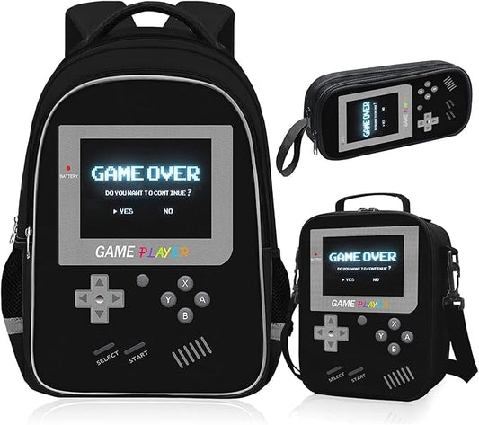 School Backpack For Boys - Gamer Boys Backpack For Kids Children Teens Elementary Middle School - Ages 6-18，17″