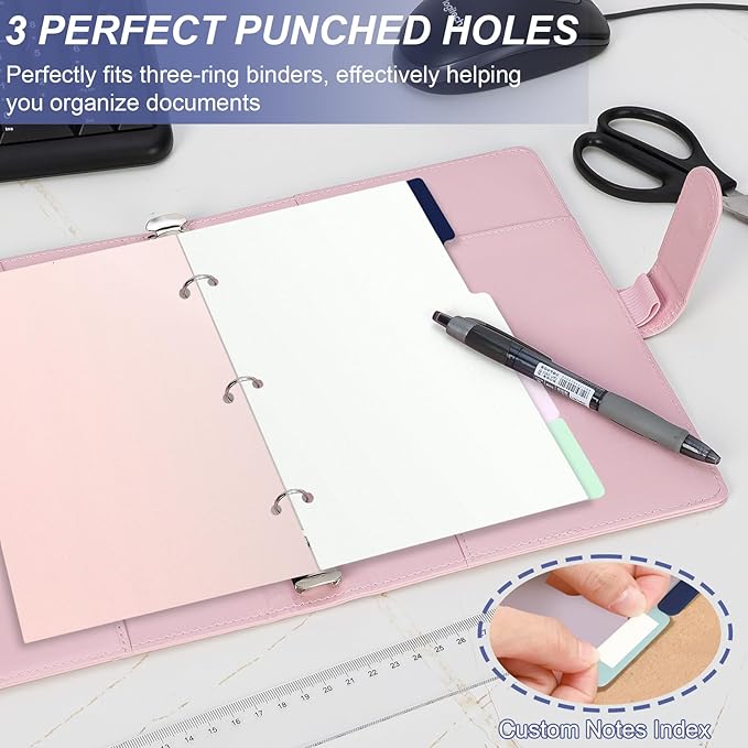 (5.5 x 8.5 inch) 5 Tab 3 Hole Punch Dividers with Tabs Durable Mini Dividers Discbound Notebook-Junior Size 5 Color for Office Meeting