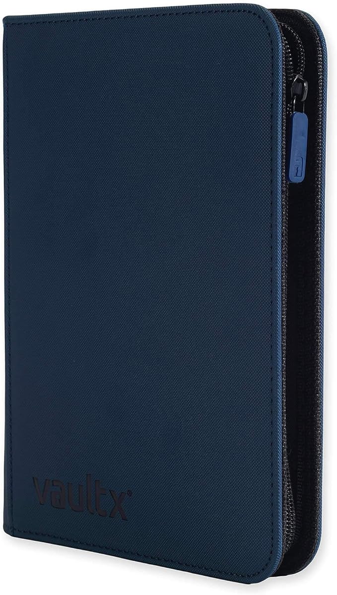 Vault X 4 Pocket Trading Card Zip Binder, 160 cards, Premium Exo-Tec Album Material, 20 Side-Loading Pages, Folder for Collectible Card Games, Sports, TCG (Blue)