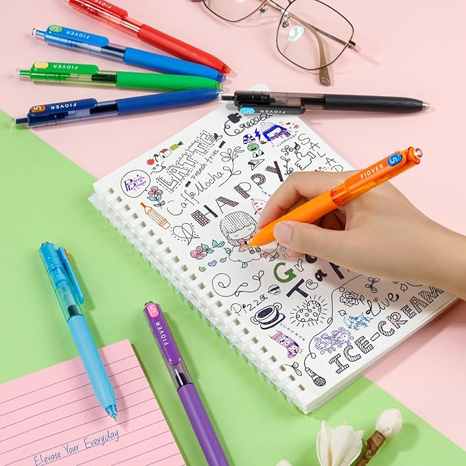 FIOVER Colored Gel Pens, 0.5mm Quick Dry Ink Fine Point Smooth Writing Colorful Pens for Journaling, School Supplies, Gifts for Nurses and Teens, Stocking Stuffers for Women (16PCS)