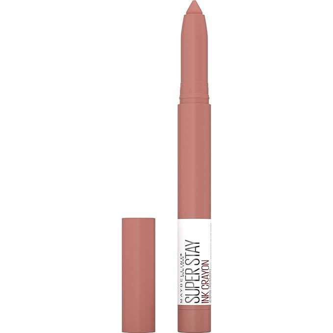 Maybelline Super Stay Ink Crayon Lipstick Makeup, Precision Tip Matte Lip Crayon with Built-in Sharpener, Longwear Up To 8Hrs, Talk The Talk, Sandy Nude, 1 Count