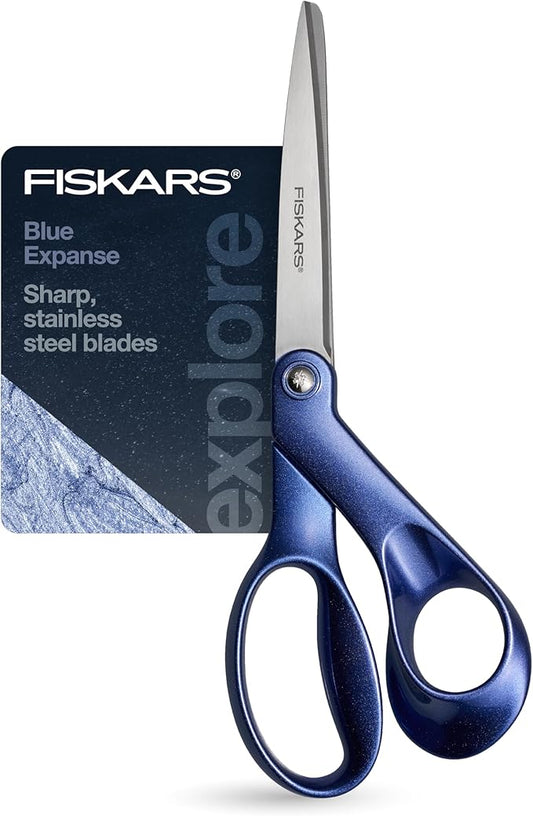 Fiskars Explore Scissors, Design Collection, Blue Expanse, 8 Inches