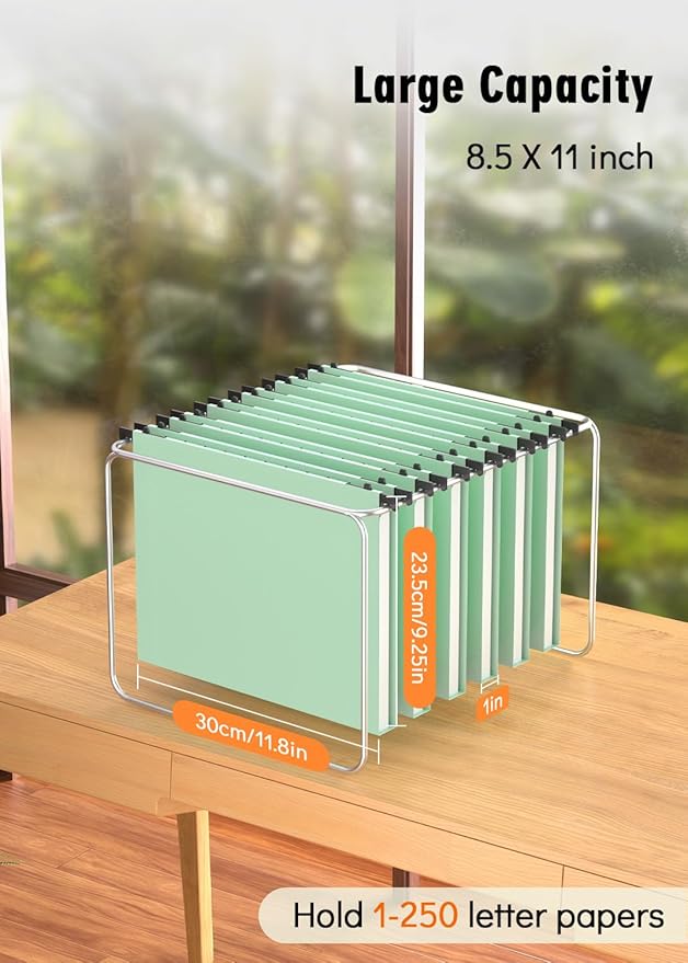Extra Capacity Plastic Hanging File Folder, 12 Pack Reinforced Hang Folders Letter Size, Heavy Duty 1 Inch Expansion Filing Cabinet Folders, for Bulk Files, Medical Charts, Sage Green
