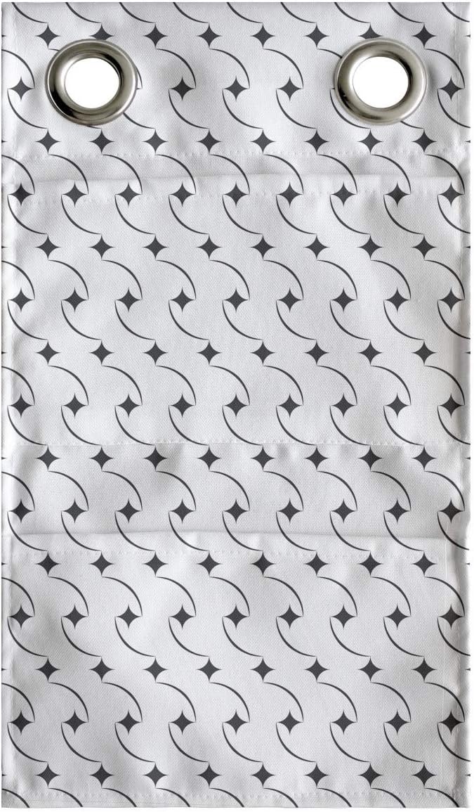Ambesonne Abstract Hanging Pocket Organizer, Regular Basic Arcs Repetitive Curves and Mini Items Ornate Classic Design, Printed Polyester Storage Bag with Pockets, 9" x 16", Dark Grey and White