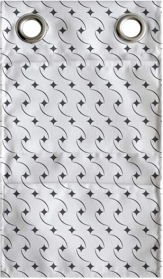 Ambesonne Abstract Hanging Pocket Organizer, Regular Basic Arcs Repetitive Curves and Mini Items Ornate Classic Design, Printed Polyester Storage Bag with Pockets, 9" x 16", Dark Grey and White