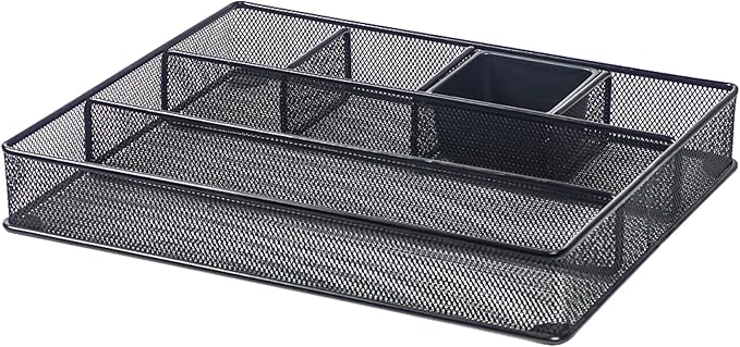 Office Depot Brenton Studio™ Metro Mesh Large Drawer Organizer, 2 7/16" H x 15 1/8" W x 11 9/10" D, Black