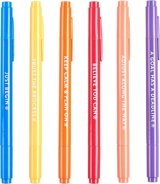 Erin Condren Dual Tip Markers, Colorful and Versatile Marker Set for Journals, Planners, and Note-Taking, Includes Fine Tip and Medium Tip, Planning Inspiration, Set of 6
