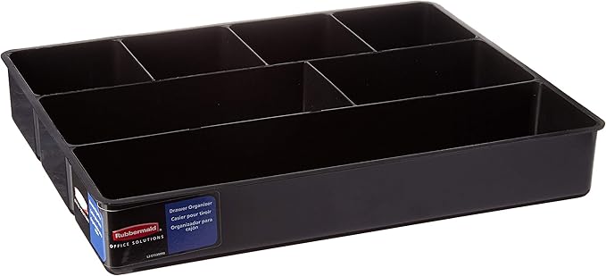 Rubbermaid Extra deep Desk Drawer Director Tray, Black, Pack of 6