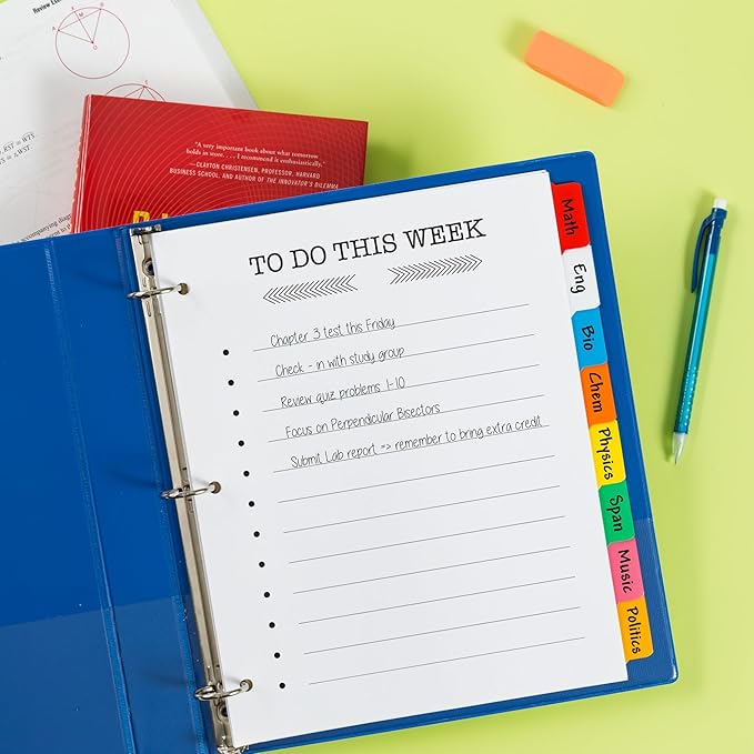 Avery Big Tab Write & Erase 8 Tab Dividers for 3 Ring Binders, Multicolor Divider Tabs, Great for Organizing Projects, Reports, Finances, 6-Pack (23079)