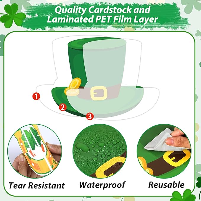 gisgfim St.Patrick Day Bulletin Board Decoration Set Lucky Shamrock Borders Cutouts for Party School Classroom Door Welcome Bulletin Board Craft Home Wall(St. Patrick's Day)
