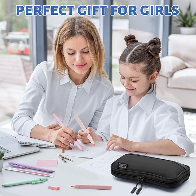 42 Pack Gel Pens for Coloring Books, 5 Gel Pens 0.5mm Black Ink, 12 Vibrant Sparkle Metallic Glitter Pens with 12 extra refills for enduring use, 12 Pastel Highlighters for Man Woman(Black)