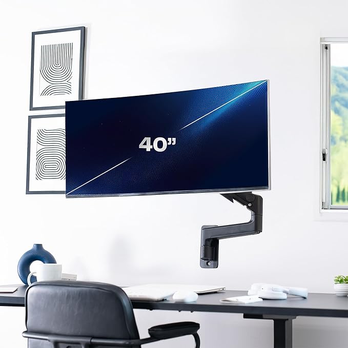 VIVO Premium Ultrawide Monitor Counterbalance Wall Mount for 40 inch Screens up to 44 lbs, Full Motion, Max VESA 100x100, Black, MOUNT-V100E