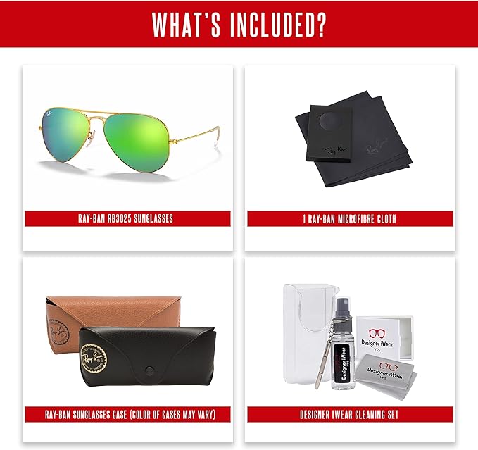 Ray-Ban RB3025 Metal Aviator Sunglasses For Men For Women +BUNDLE with ACCESSORY EYEWEAR KIT