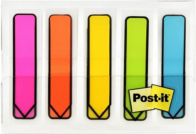 Post-it Arrow Flags, Assorted Bright Colors, .47 in Wide, 100/On-the-Go Dispenser, 1 Dispenser (684-ARR2) (Pack of 2)