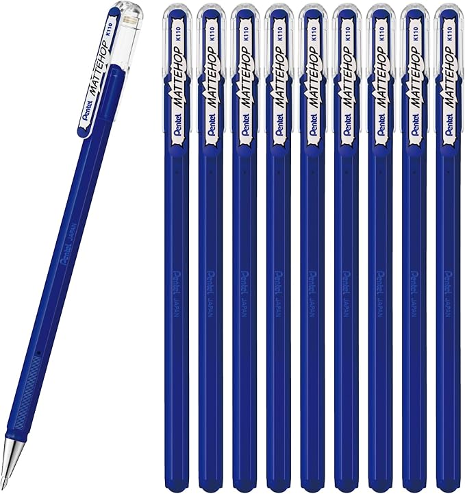 Pentel Color Ballpoint Pen, Matte Hop, Blue, 10 Count K110-VC