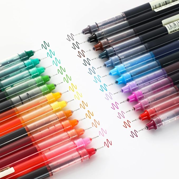 USUAL 24pcs Gel Ink Pens Liquid Ink Rollerball Multi Color Pen 0.5 mm Fine Point Smooth Writing Pens Cute Nurse Pen Back to School Supplies